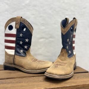 Smoky Mountain Stars & Stripes American Flag Square Toe Cowboy Boots Size 2